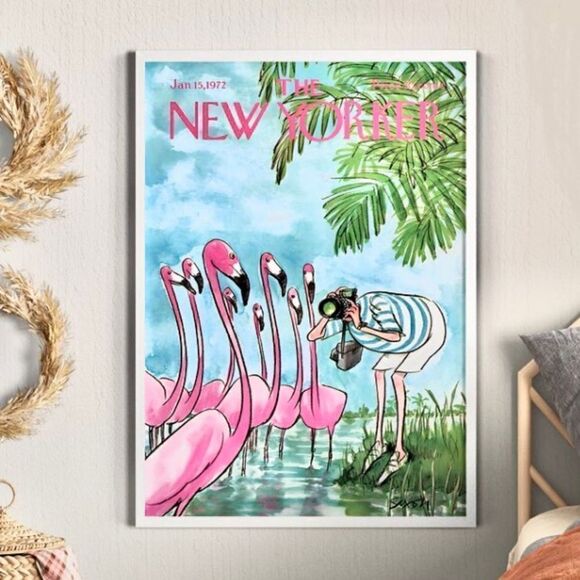 1972 New Yorker Magazine Flamingo Print - Picture 3 of 6